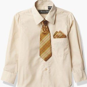 a.x.n.y Boys Long Sleeve Button Down Shirt with Tie & Pocket Square Combo Sz. 12